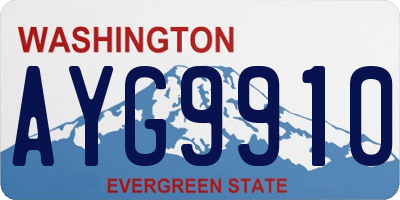 WA license plate AYG9910