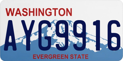WA license plate AYG9916