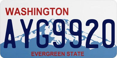 WA license plate AYG9920