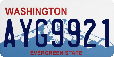 WA license plate AYG9921