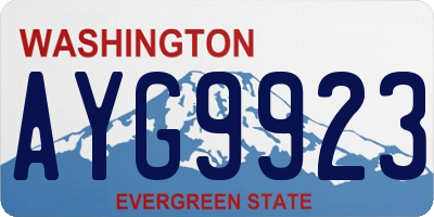 WA license plate AYG9923