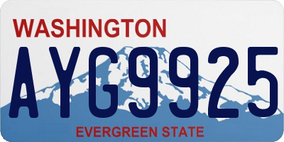 WA license plate AYG9925