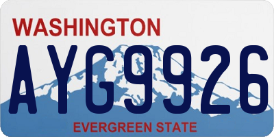 WA license plate AYG9926