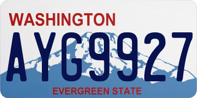 WA license plate AYG9927