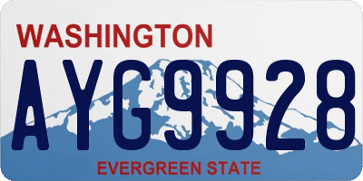 WA license plate AYG9928
