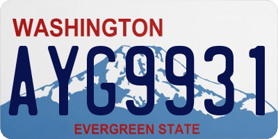 WA license plate AYG9931