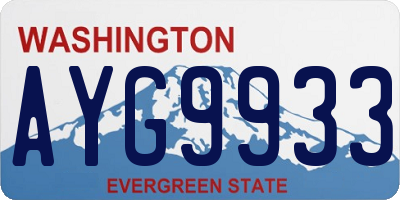 WA license plate AYG9933
