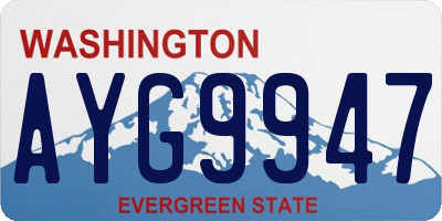 WA license plate AYG9947