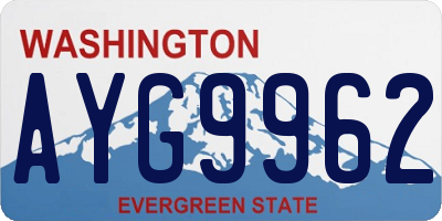 WA license plate AYG9962