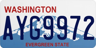 WA license plate AYG9972