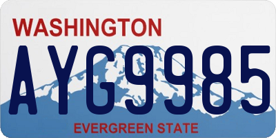 WA license plate AYG9985