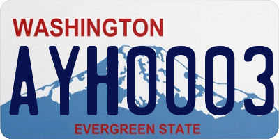 WA license plate AYH0003