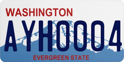 WA license plate AYH0004
