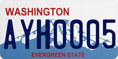 WA license plate AYH0005