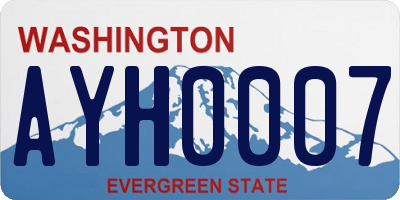 WA license plate AYH0007
