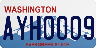 WA license plate AYH0009