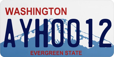WA license plate AYH0012