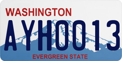 WA license plate AYH0013