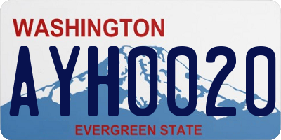 WA license plate AYH0020