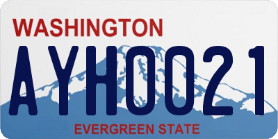 WA license plate AYH0021
