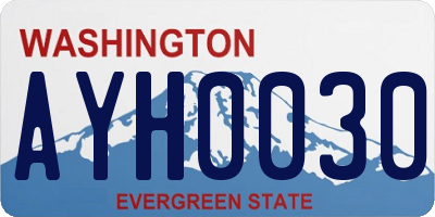 WA license plate AYH0030