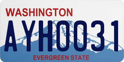 WA license plate AYH0031
