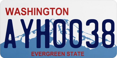 WA license plate AYH0038