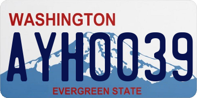 WA license plate AYH0039