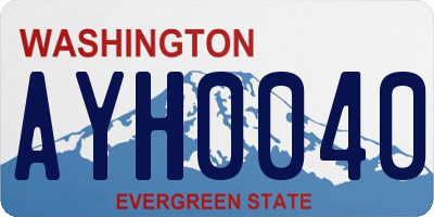 WA license plate AYH0040