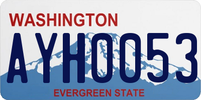 WA license plate AYH0053