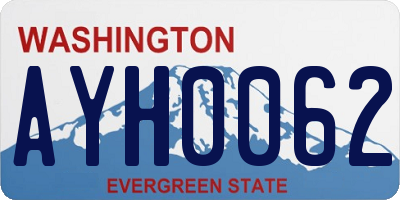 WA license plate AYH0062