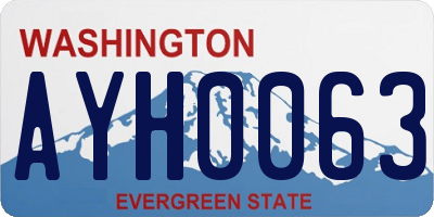 WA license plate AYH0063