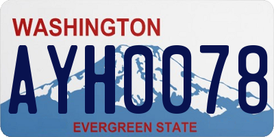 WA license plate AYH0078