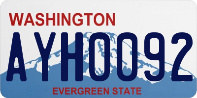 WA license plate AYH0092