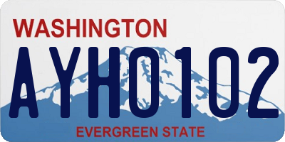 WA license plate AYH0102