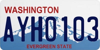 WA license plate AYH0103