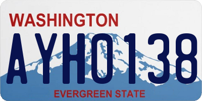 WA license plate AYH0138