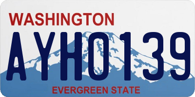 WA license plate AYH0139