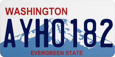 WA license plate AYH0182