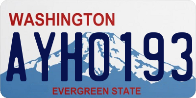 WA license plate AYH0193