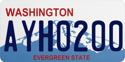 WA license plate AYH0200