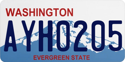WA license plate AYH0205