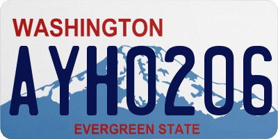 WA license plate AYH0206