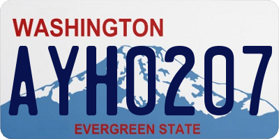 WA license plate AYH0207