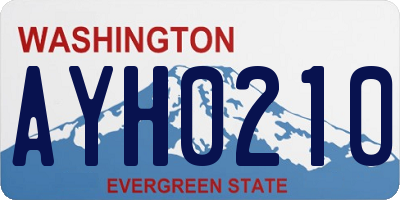 WA license plate AYH0210