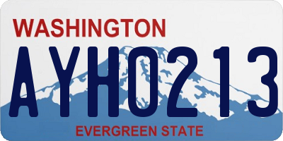 WA license plate AYH0213