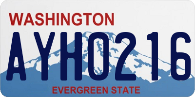 WA license plate AYH0216