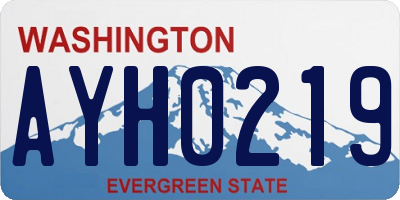 WA license plate AYH0219