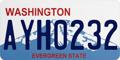 WA license plate AYH0232