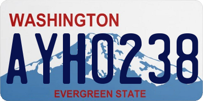 WA license plate AYH0238